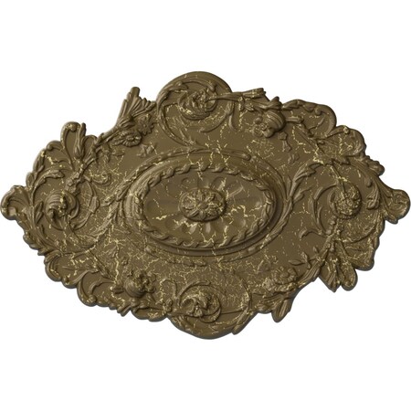 Strasbourg Ceiling Medallion, Hand-Painted Mississippi Mud Crackle, 30 1/2"W x 20"H x 1 1/2"P